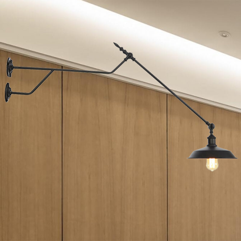 Metallmattschwarze Schwarzleuchte Scheune/Untertasse 1-Licht-Industriewandmontage für Innenräume