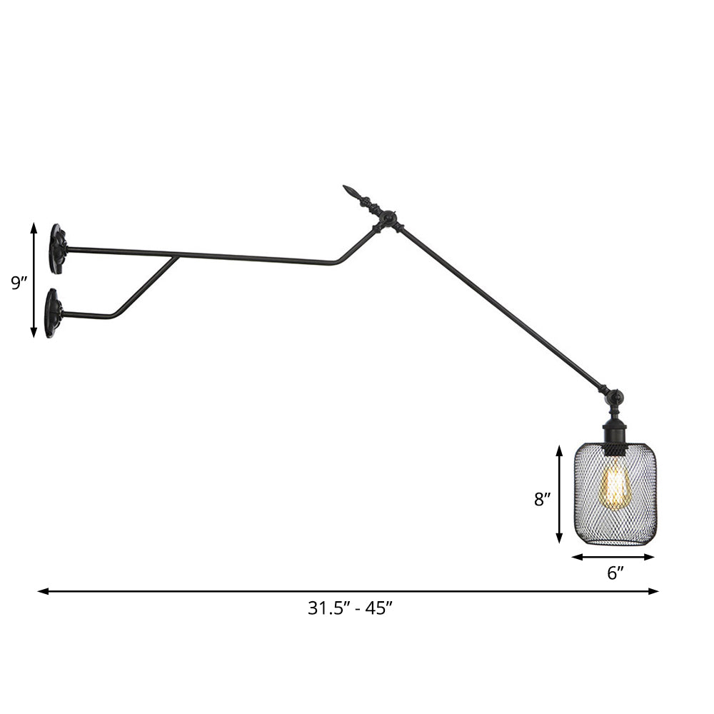 1 Light Metal Wall Lamp Industrial Black Cylinder/Bottle Shade Indoor Sconce Light Fixture