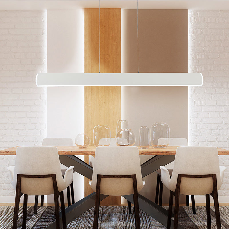 Linearanhänger leichte minimalistische Acryl weiße LED Hängende Deckenleuchte für Esszimmer, 31,5 "/39" breit