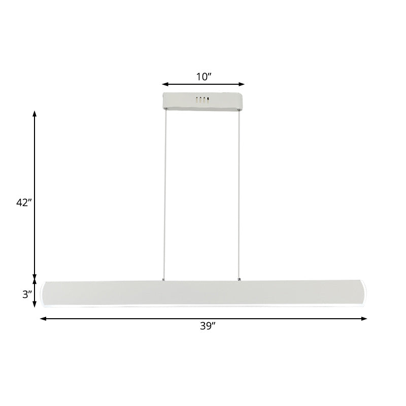 Linearanhänger leichte minimalistische Acryl weiße LED Hängende Deckenleuchte für Esszimmer, 31,5 "/39" breit