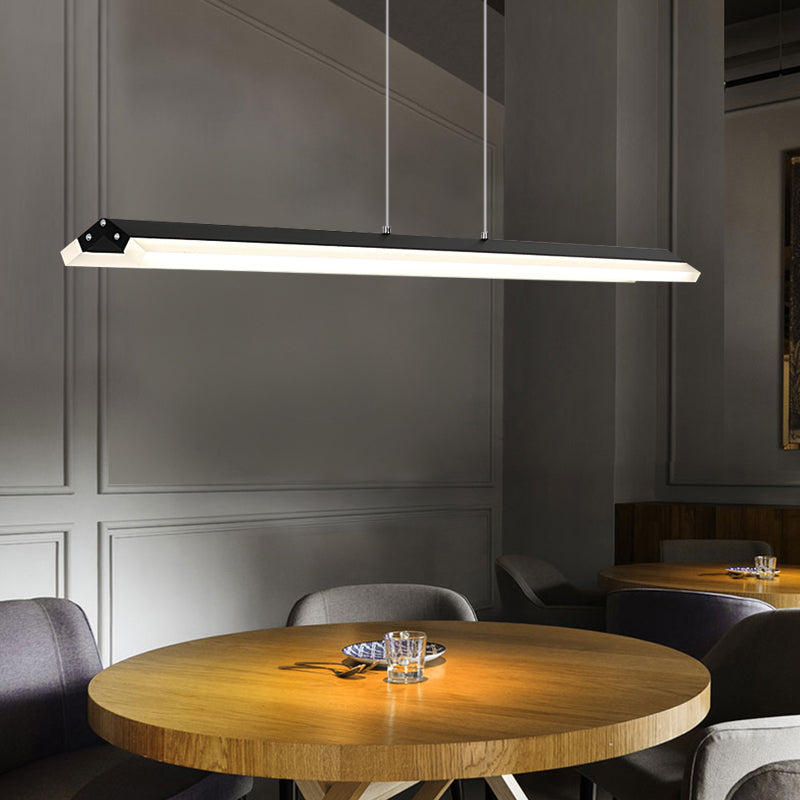 Rectangular Pendant Lighting Modern Acrylic Black/White LED Ceiling Lamp for Dining Room in Warm/White Light, 27.5"/35.5"/43" Wide