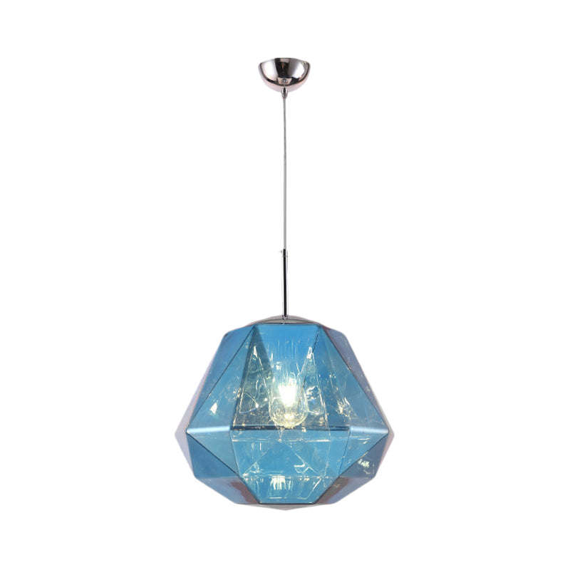 Modern 1 Light Pendant Lamp with Acrylic Shade Black/Silver/Blue Diamond Hanging Ceiling Light