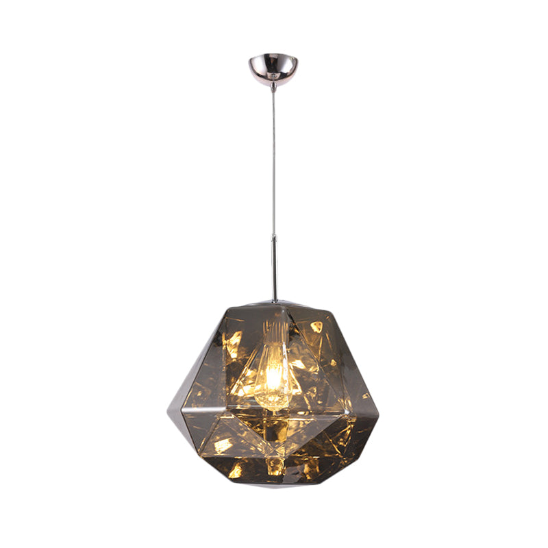 Modern 1 Light Pendant Lamp with Acrylic Shade Black/Silver/Blue Diamond Hanging Ceiling Light