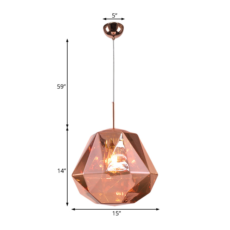 Modern 1 Light Pendant Lamp with Acrylic Shade Black/Silver/Blue Diamond Hanging Ceiling Light