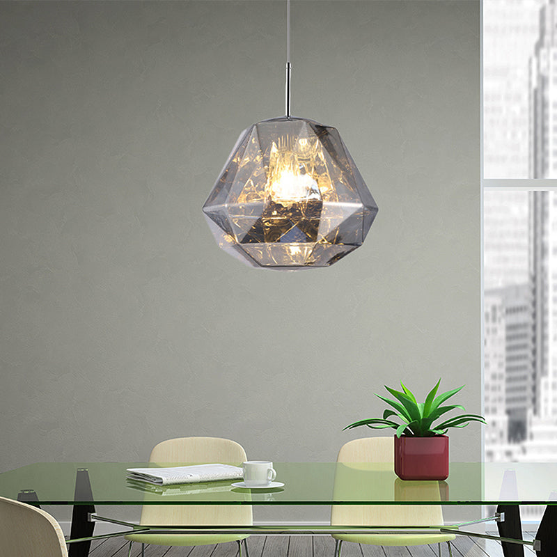 Modern 1 Light Pendant Lamp with Acrylic Shade Black/Silver/Blue Diamond Hanging Ceiling Light