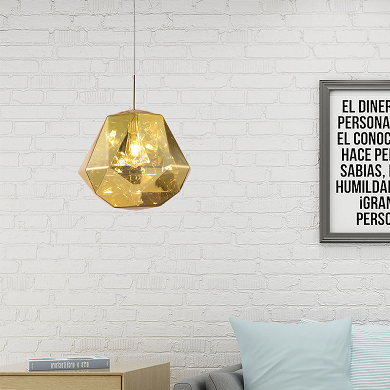 Modern 1 Light Pendant Lamp with Acrylic Shade Black/Silver/Blue Diamond Hanging Ceiling Light