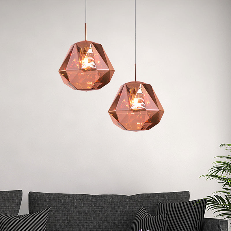 Modern 1 Light Pendant Lamp with Acrylic Shade Black/Silver/Blue Diamond Hanging Ceiling Light