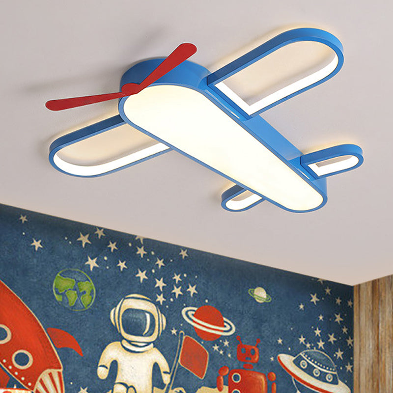 Plafonnier LED en forme d'avion à hélice, finition bleue en acrylique, luminaire décoratif d'intérieur, idéal pour une chambre de bébé
