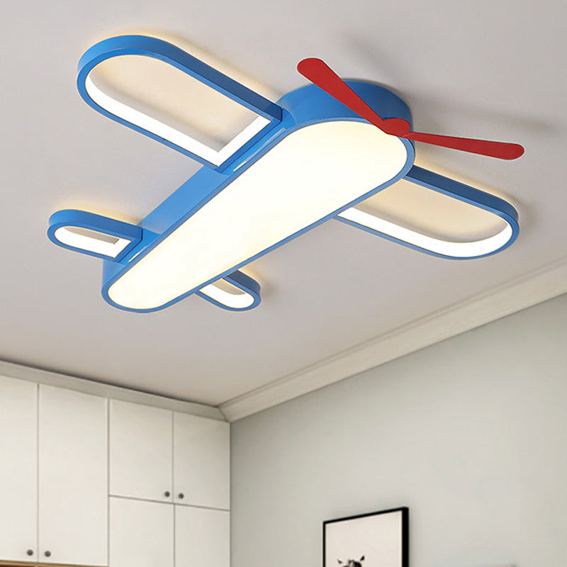 Plafonnier LED en forme d'avion à hélice, finition bleue en acrylique, luminaire décoratif d'intérieur, idéal pour une chambre de bébé