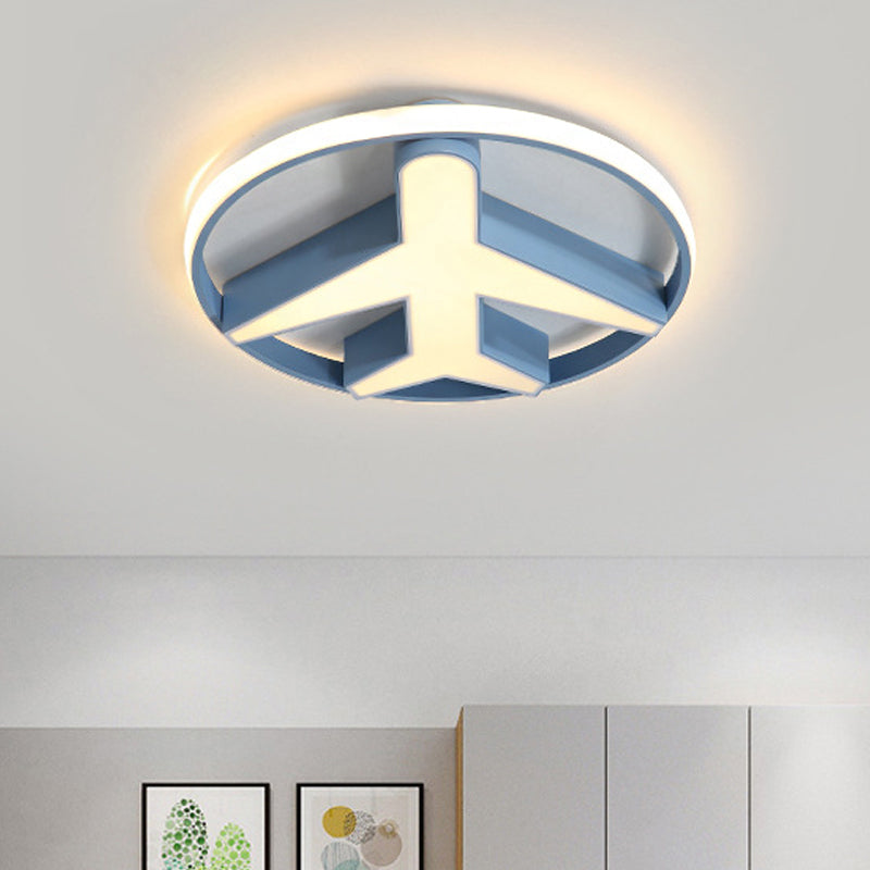 Lovely Airplane Flush Mount Light Acrylic Blue LED Ceiling Light for Boys Bedroom