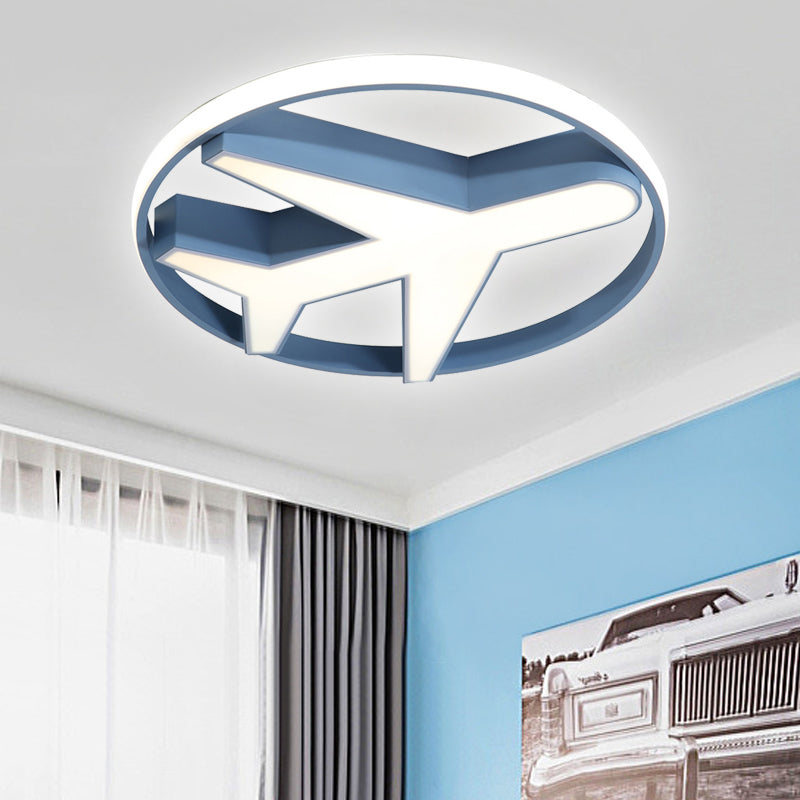 Lovely Airplane Flush Mount Light Acrylic Blue LED Ceiling Light for Boys Bedroom
