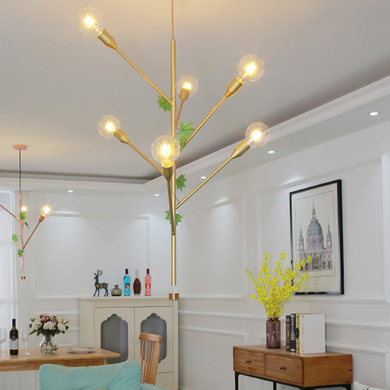 Lámpara de colgante de rama Metal moderno 3/6 luces de oro/rosa Gold Grupante para comedor para comedor