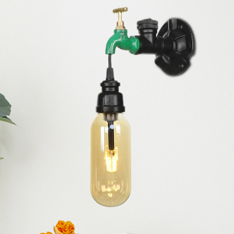 Kapselbernglas -Leuchten Beleuchtung Industrie 1 Glühenlampe Innenwandlampe in Schwarz mit Rohrdesign