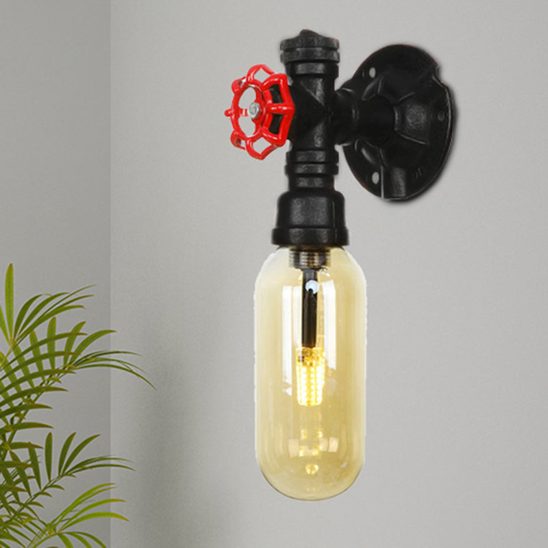 Kapselbernglas -Leuchten Beleuchtung Industrie 1 Glühenlampe Innenwandlampe in Schwarz mit Rohrdesign