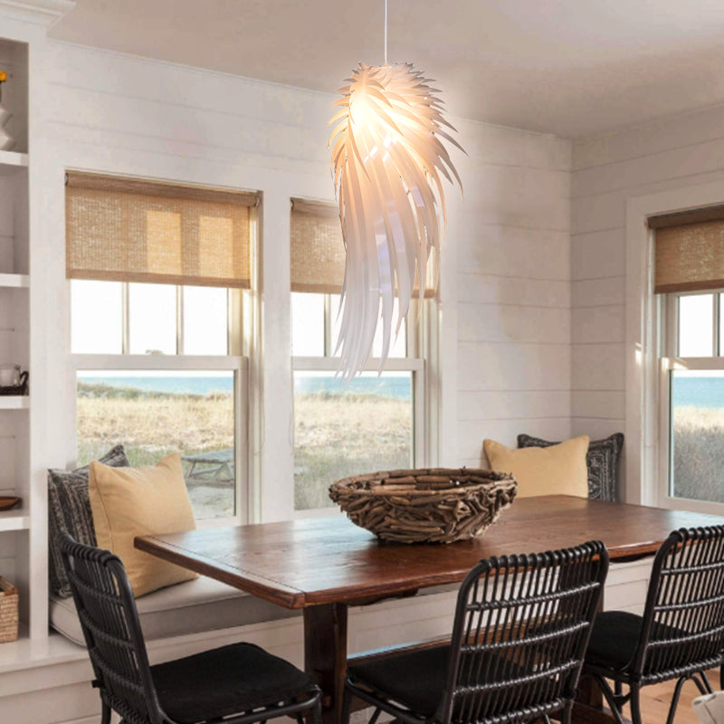 White Wing Hanging Ceiling Light Contemporary 1 Light Plastic Pendant Light, 23.5"/35.5"/47" Wide