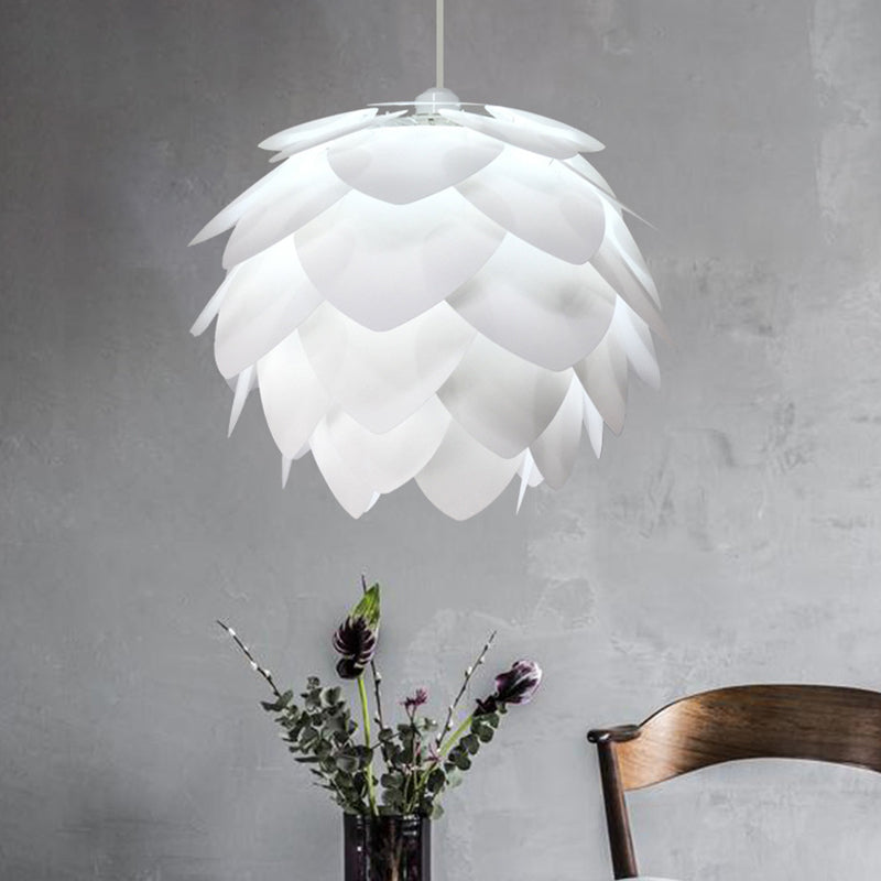 White Squama Ceiling Pendant Nordic 1 Light Plastic Suspension Light for Dining Room