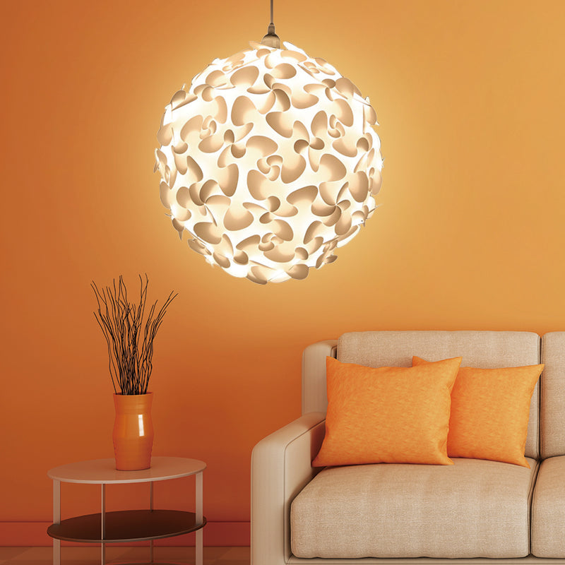 Art Deco 1 Light Pendant Light with Plastic Shade White Globe Hanging Ceiling Light, 18"/23.5" W