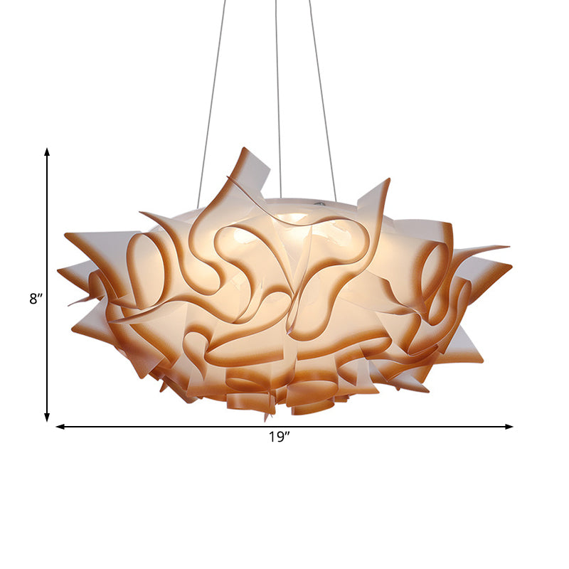 Acrylic Dome Pendant Light Modern 1 Light White/Brown Ceiling Pendant with Flower Design
