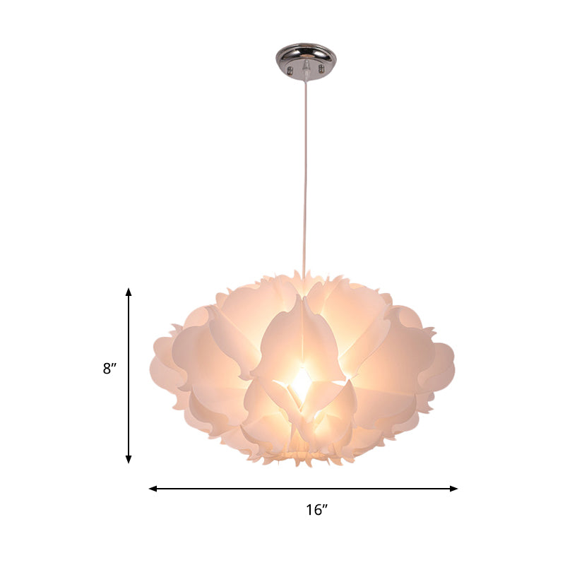 Cloud Hanging Ceiling Light Art Deco Acrylic 1 Light White Suspension Light for Dining Room, 16"/23.5" Wide