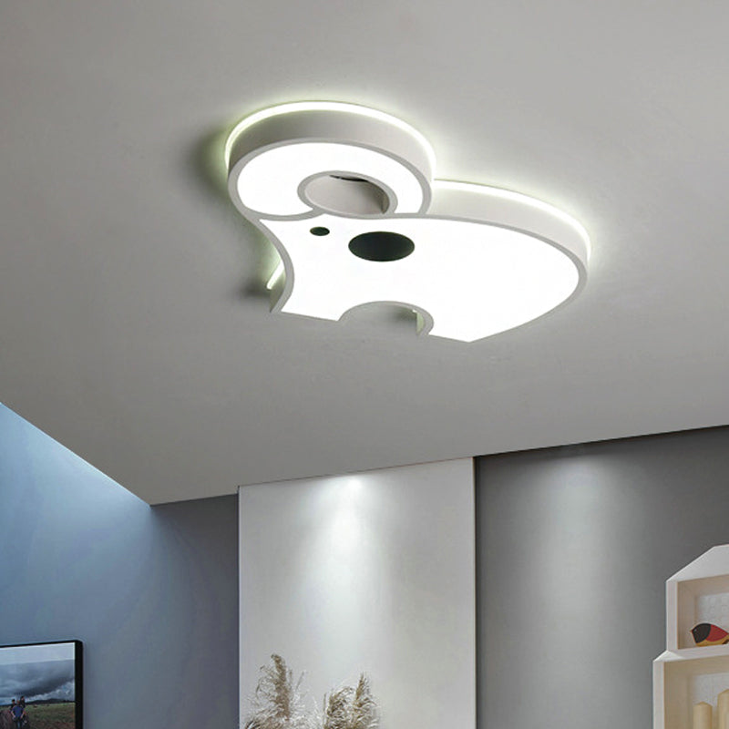 Acrylic Long Nose Elephant Ceiling Light Animal LED Ceiling Mount Light in White for Child Bedroom