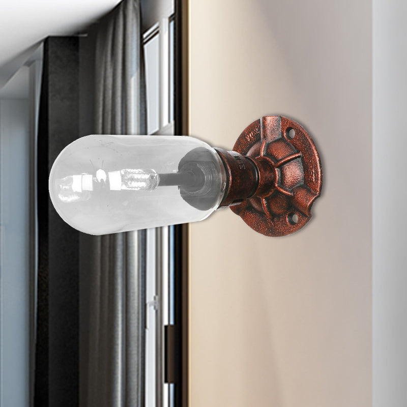 Klares Glas verwitterter Kupferleuchten Beleuchtungskapsel 1 Leicht Industriewandmontierte Rohrleuchte