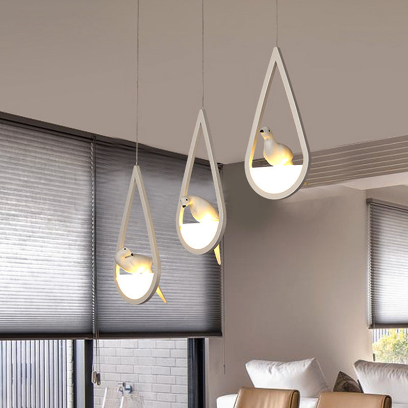 Waterdrop -Rahmen Hanging Lampe Acryl 1/2/3 Lichter Schwarz/Weiß -Decke Anhänger für Esszimmer in warmem/weißem Licht