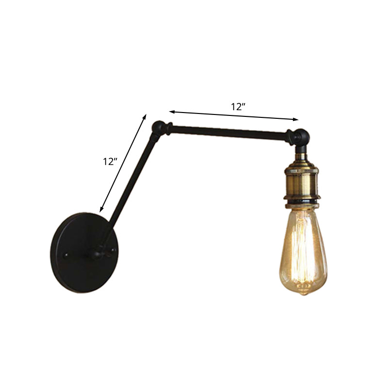 Éclairage d'applications industrielles à bulbe ouvert avec le bras swing 1 lampe murale métallique légère en laiton / noir pour le salon