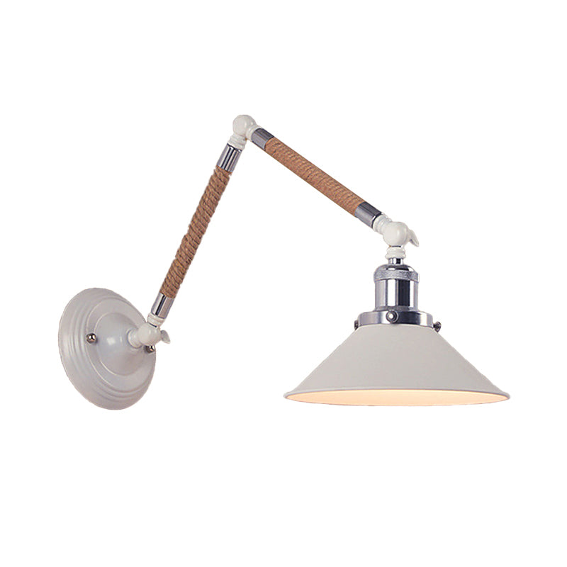 1 hoofd wijd uitlopende wandverlichting met zwaaitarm Vintage -stijl Wit metalen SCONCE LIMMUTE, 7 "/8" DIA DIA