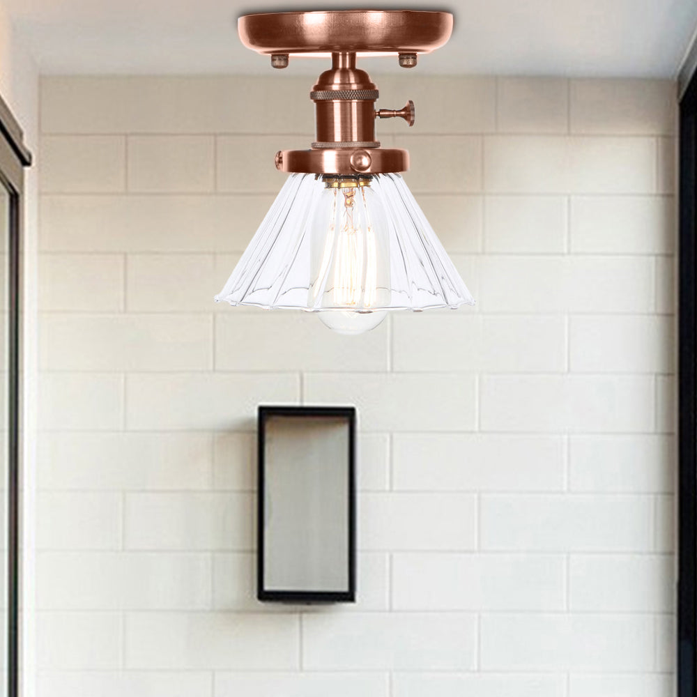 1 Apparecchio di illuminazione in vetro in vetro industriale a cono leggero/campana semifulpa