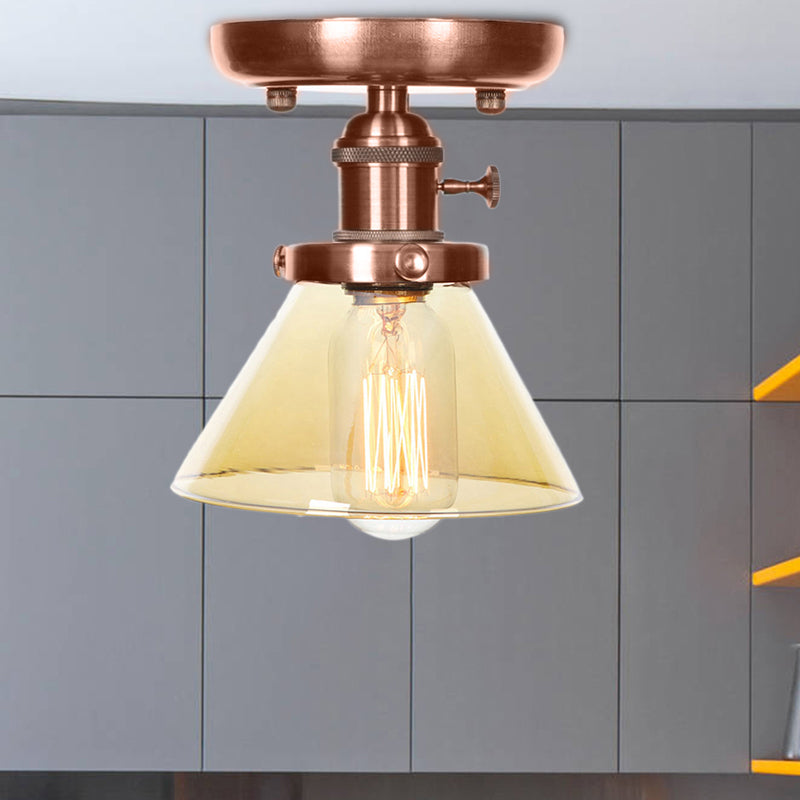 1 Apparecchio di illuminazione in vetro in vetro industriale a cono leggero/campana semifulpa