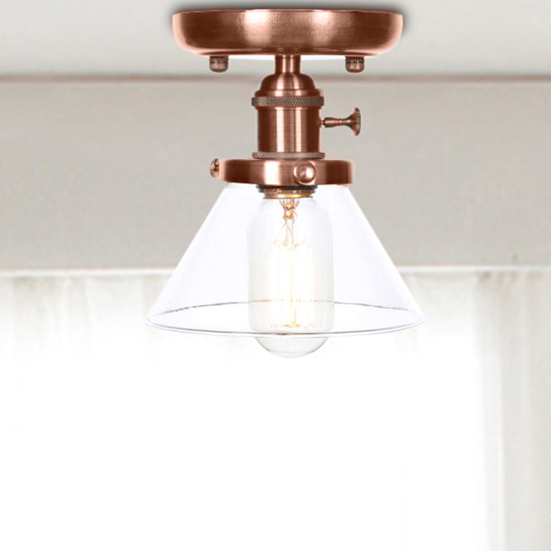 1 Apparecchio di illuminazione in vetro in vetro industriale a cono leggero/campana semifulpa