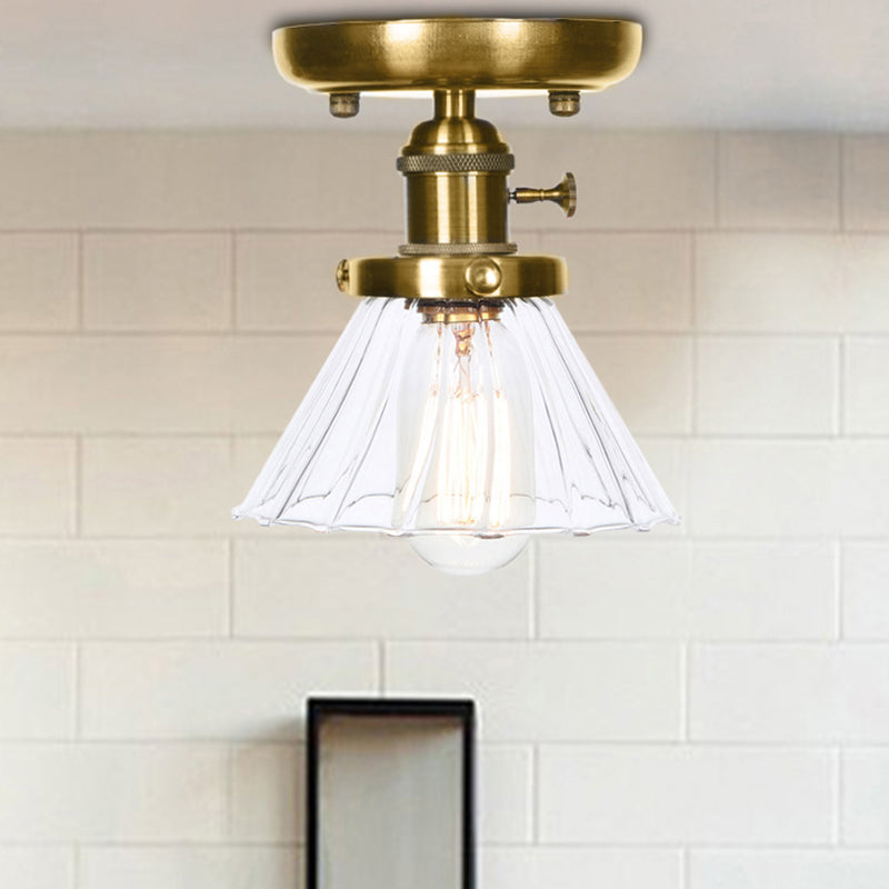 1 éclairage de plafond en verre clair léger / ambre