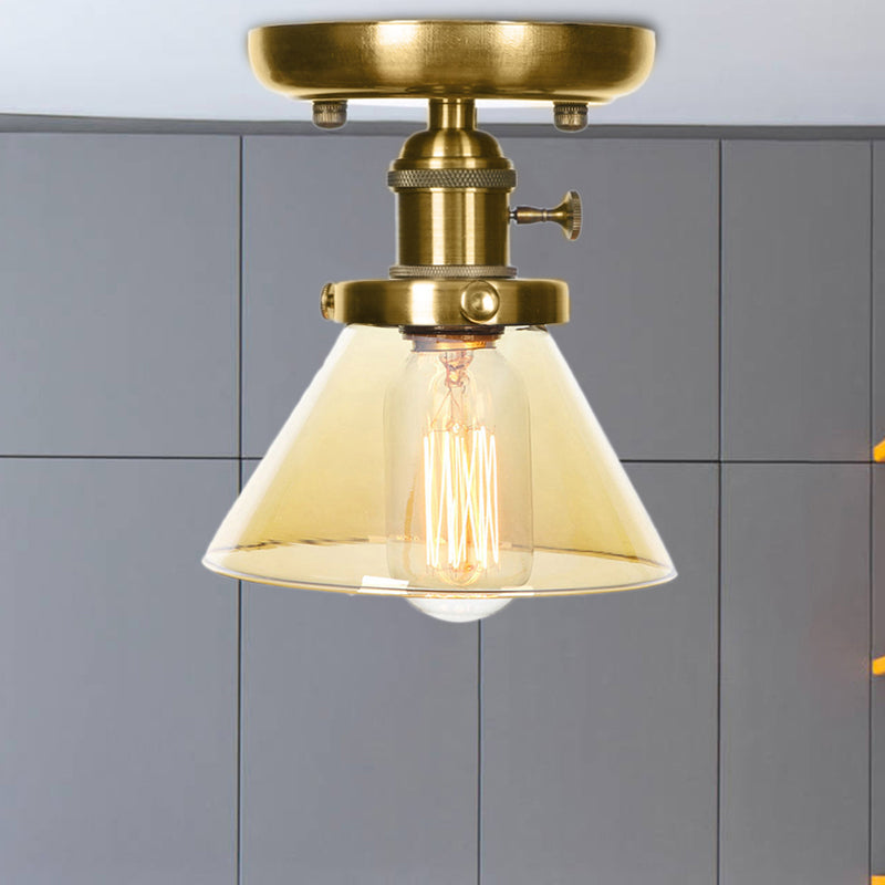 1 éclairage de plafond en verre clair léger / ambre