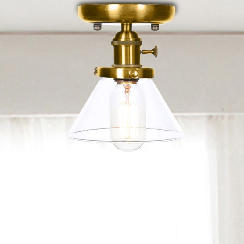 1 éclairage de plafond en verre clair léger / ambre