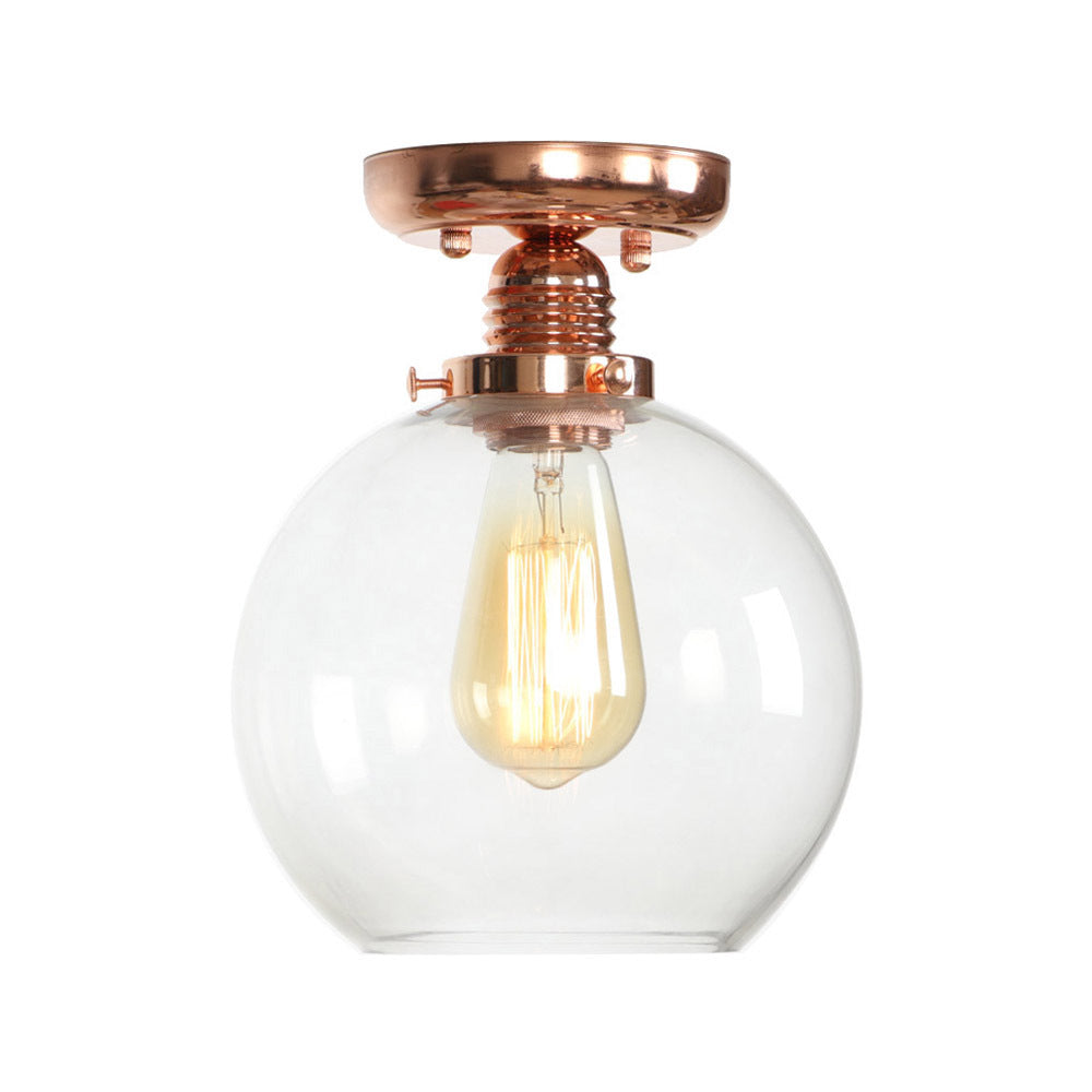 Cuivre 1 Light Ceiling Lighting Industrial Clear Glass Globe / Pear / Bowl Shade Semi Flush Light