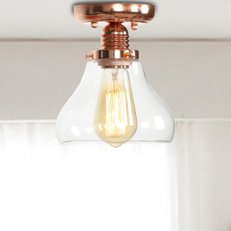 Cuivre 1 Light Ceiling Lighting Industrial Clear Glass Globe / Pear / Bowl Shade Semi Flush Light