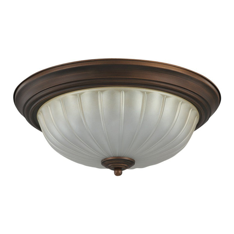3 Bulbs Flush Mount Traditional Dome Shaped Frosted Ribbed Glass Flushmount Ceiling Light for Bedroom