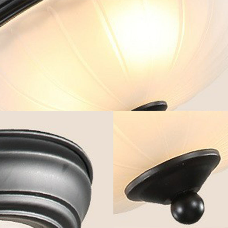 3 Bulbs Flush Mount Traditional Dome Shaped Frosted Ribbed Glass Flushmount Ceiling Light for Bedroom