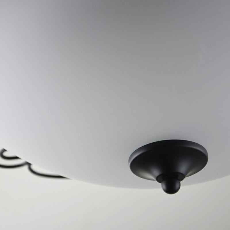 Black Dome Flush Mount Traditional Opal Glass 3 Heads Living Room Flushmount Ceiling Light with Swirled Decor