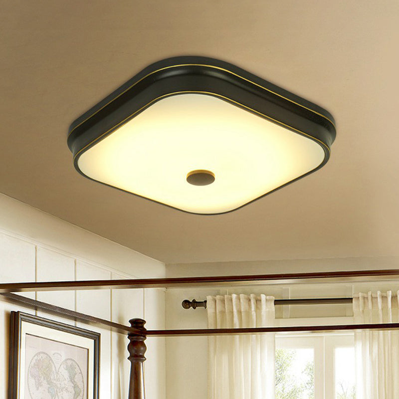 Traditionelles quadratisches Farbton LED Flush Opal Glas Flushmount Deckenleuchte Leuchtenhalterung