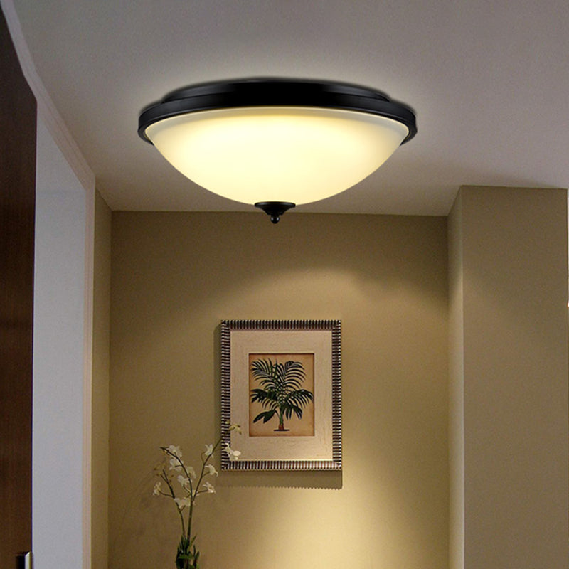 Brown-Black Shaded Flush Mount Lighting Retro Acrylic Single Bedroom Flush Mount Ceiling Light