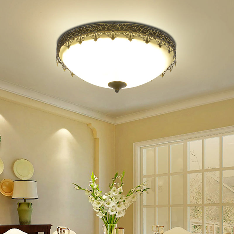 Brown-Black Shaded Flush Mount Lighting Retro Acrylic Single Bedroom Flush Mount Ceiling Light