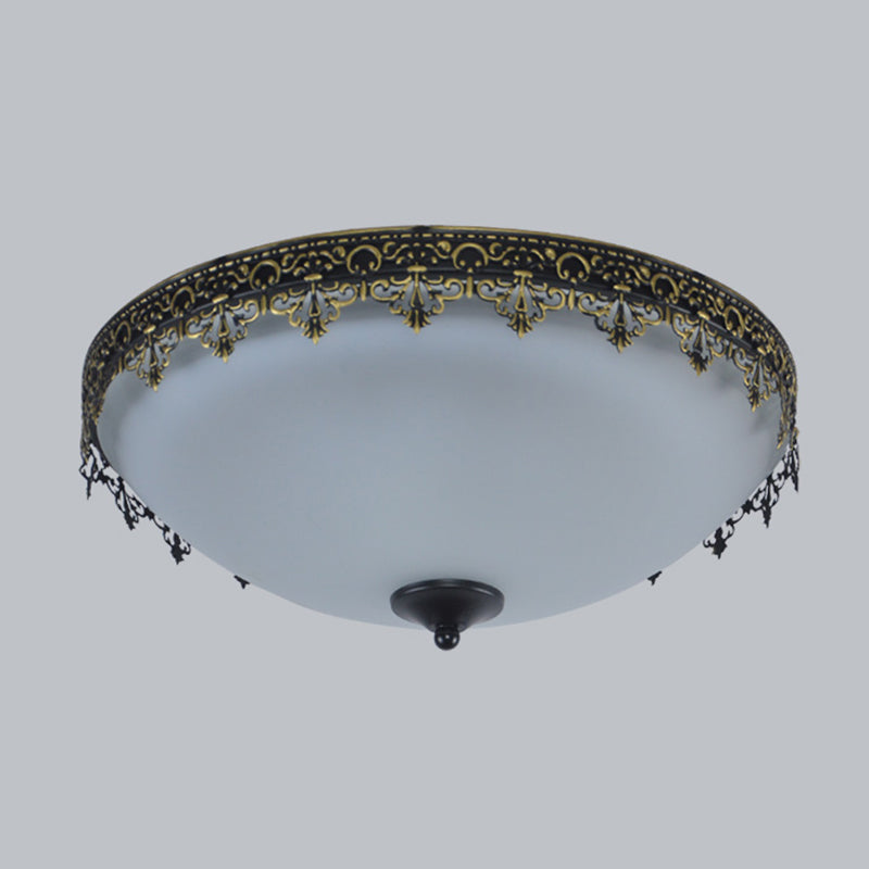 Brown-Black Shaded Flush Mount Lighting Retro Acrylic Single Bedroom Flush Mount Ceiling Light