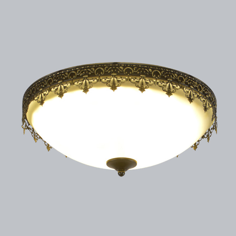 Brown-Black Shaded Flush Mount Lighting Retro Acrylic Single Bedroom Flush Mount Ceiling Light