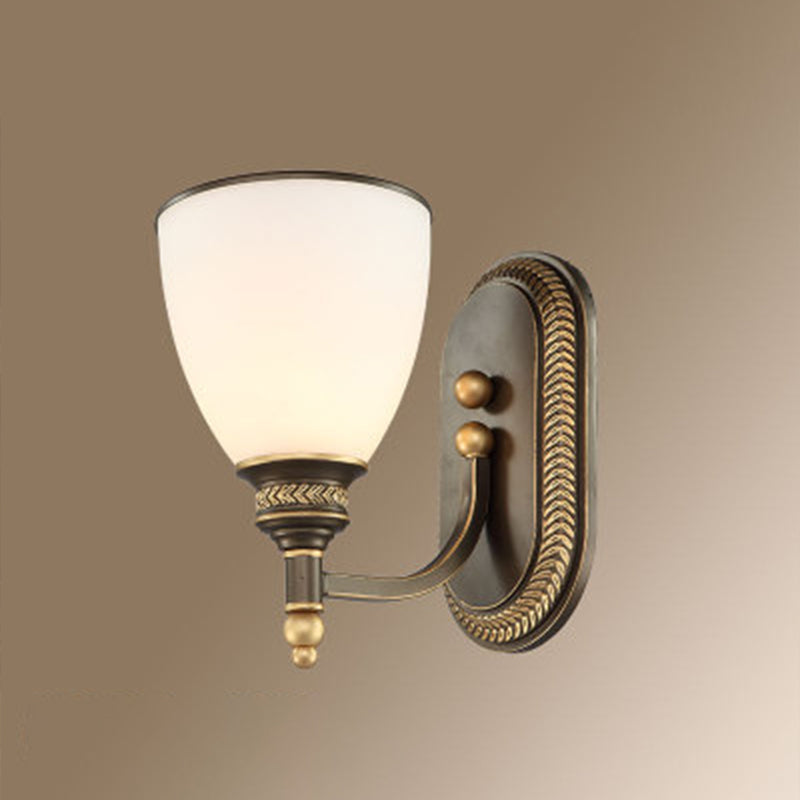 Bell Shade Frosted Glass Wall Mount Light Retro Corridor Wall Lighting for Bedroom