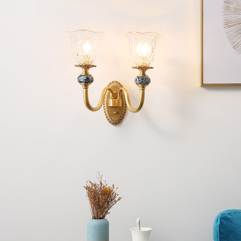 Lumo da parete in oro in vetro ondulato arruffato classico a parete per corridoio per corridoio