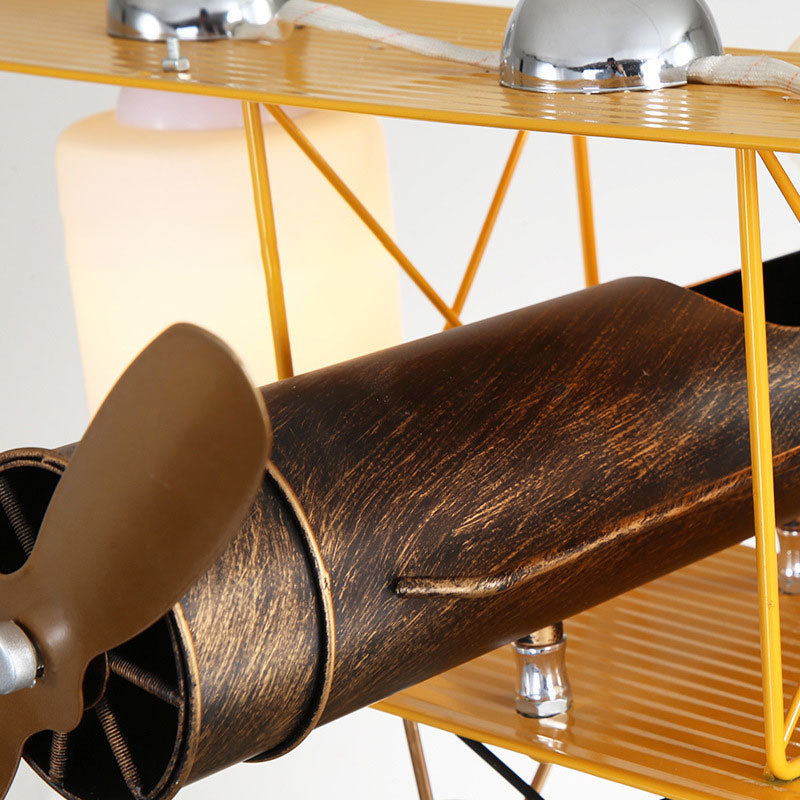 Aircraft Shaped Metal LED Lighting Fixture Modern Yellow Chandelier Light for Child Room