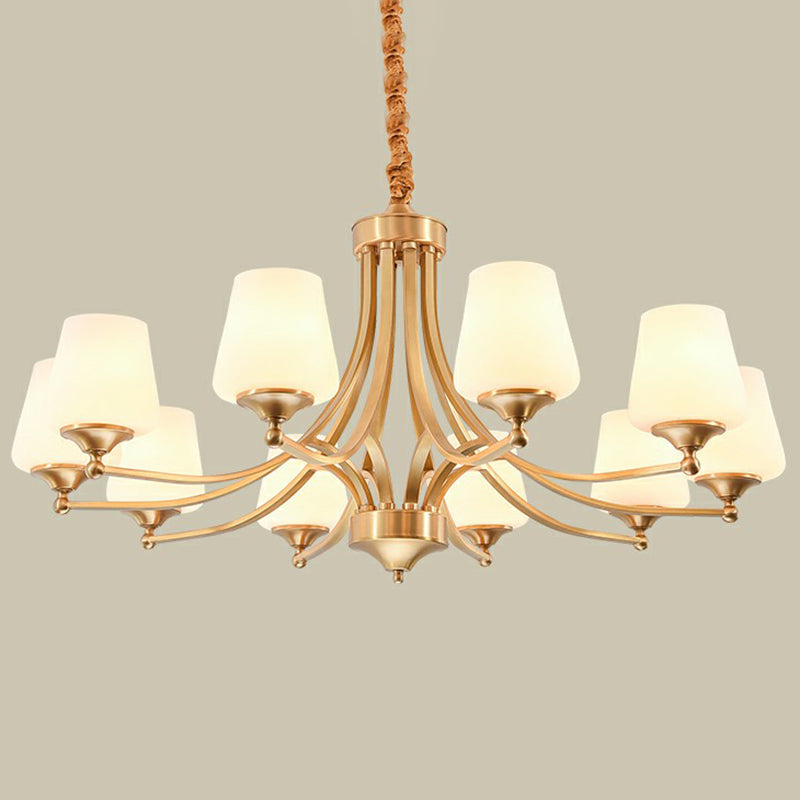 Goldene Knospen Suspension leicht rustikales Cremeglas Wohnzimmer Kronleuchter Anhänger Licht