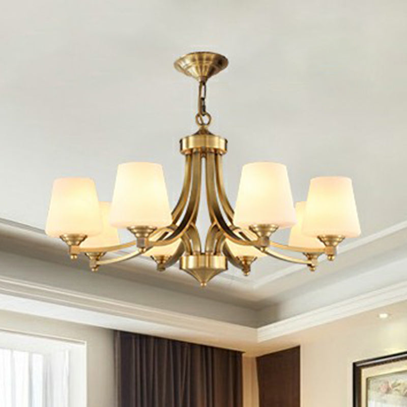 Goldene Knospen Suspension leicht rustikales Cremeglas Wohnzimmer Kronleuchter Anhänger Licht