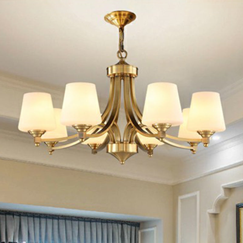 Goldene Knospen Suspension leicht rustikales Cremeglas Wohnzimmer Kronleuchter Anhänger Licht